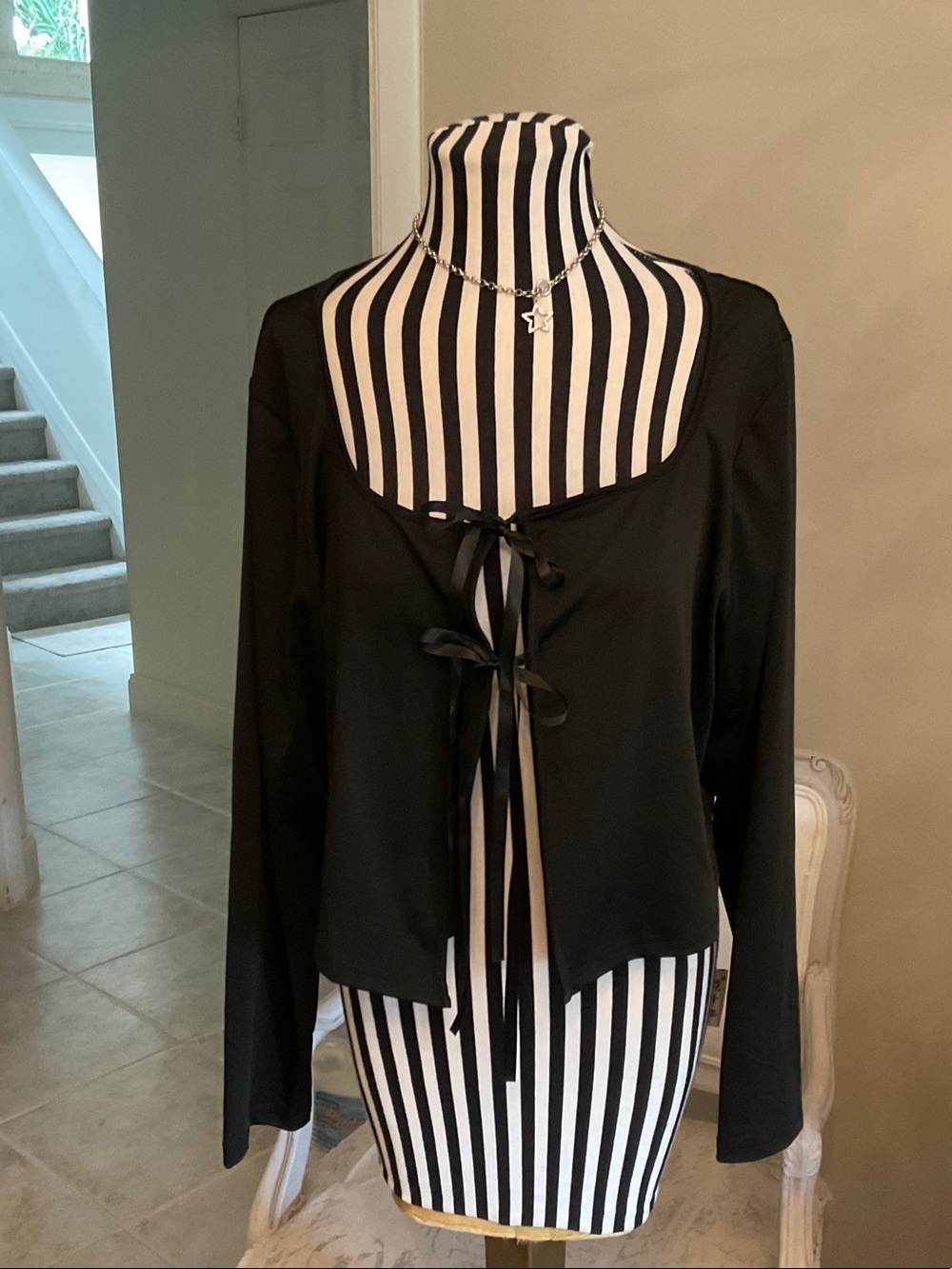 Black Tie-Front Women’s Shrug, Size 3XL